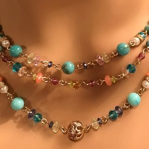 👑EXQUISITE COLLAR BEADED NECKLACE 👑GOLD TONE👑